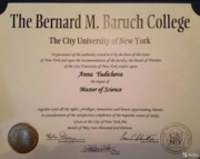 Diploma from Baruch College NYC