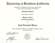 Master of Arts, University of Southern California