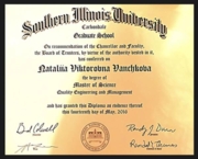 Masters Degree Certificate - Southern Illinois University