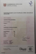 Cambridge English Level 2 Certificate in ESOL International (Advanced)*