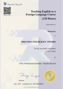 Certificate: TEFL Professional Institute- Teacher Record