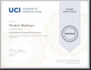 Сертификат американского произношения (Tricky American English Pronunciation, University of California, Irvine, USA)