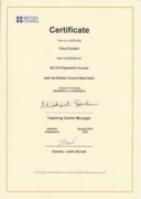 Certificate of completion of IELTS Preparation Course