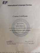 Сертификат об изучении английского языка. Сингапур.