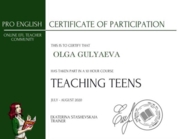 Участие в тренингах, посвящённых обучению подростков