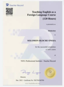 Teaching English Language as a foreign Language Course (TEFL) Certificate