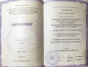 Сертификат свидетельствующий о получении дополнительной общеразвивающей образовательной программе "Основы деятельности вожатого при работе с детьми и подростками"