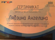 Сертификат о прохождении образовательного проекта