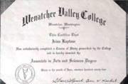 Диплом. Wenatchee Valley College Diploma in Business Administration