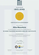 Сертификат курса преподавания бизнес-английского