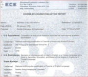 Credential: Diploma confirming the qualification of teacher of English Language