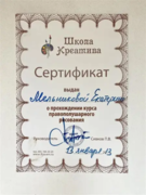Сертификат о прохождении программы по правополушарному рисованию