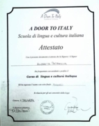 Аттестат об окончании языковой школы г.Генуя, Италия