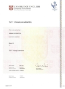 Сертификат ТКТ Young Learners