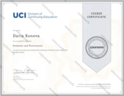 UCI Division of Continuing Education Course Certificate