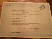 Сертификат о знании французского языка DELF B2