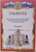 Грамота чемпиона Свердловской области, 2016 год