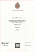 Degree of Master of Arts in Philosophy