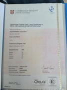 Кембриджский сертификат международного образца — уровень B1 (passed with merit)