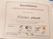 Сертификат участника 1-го международного исторического хакатона в г. Минск