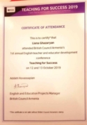 Certificate of British COUNCIL programme for educators of Engllish