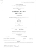 Master's degree diploma in philology