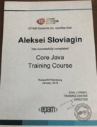 Сертификат EPAM training center (java programming)