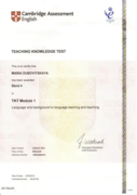Сертификат Teaching Knowledge Test Module 1