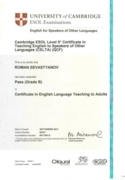 CELTA certificate (UK, 2011)