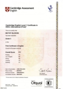 FCE certificate. LEVEL B2