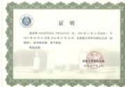 Сертификат о прохождении курсов китайского языка в Юго-западном университете г. Чунцин,Китай