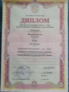 Диплом победителя областного этапа Всероссийской Олимпиады Школьников по литературе в 2010 году