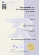 Сертификат международного образца TEFL