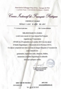Сертификат. Cours Intensif de Francais Pratique
