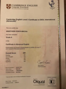 Certificate in advanced English