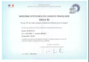Diplome d’etudes en langue francaise DELF B1