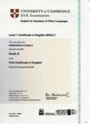 First Certificate in English (Grade A)