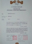 Сертификат JLPT2