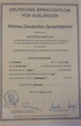 Диплом от Гете-института (подтверждение уровня С1)