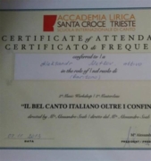 Сертификат о стажировки в академии "Санта-Кроче"