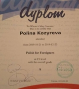 Сертификат на уровень С1 по польскому языку
