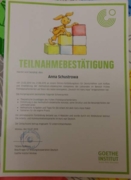 Международный сертификат об окончании курсов повышения квалификации "Немецкий для дошкольников"