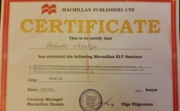 Macmillan Publishers LTD certificate