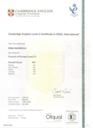 Сертификат Cambridge English Level Certificate in ESOL International (подтвержденный уровень C1)