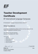 Сертификат о повышении квалификации преподавателя английского языка