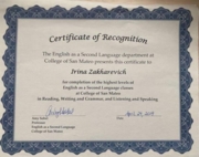 Certificate of the English language
