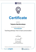 Certificate: “Teaching pathways:How to teach pronunciation”