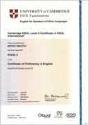 Cambridge CPE-A - Сертификат уровня С2 (соответствует уровню носителя языка) от Кембриджского Университета