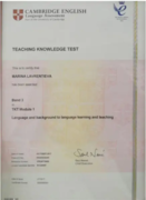 Сертификат TKT о владении навыками преподавания английского языка