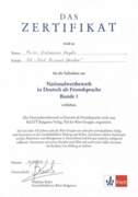 Сертификат об участии в Национальном конкурсе от немецкого издательства учебной литературы KLETT